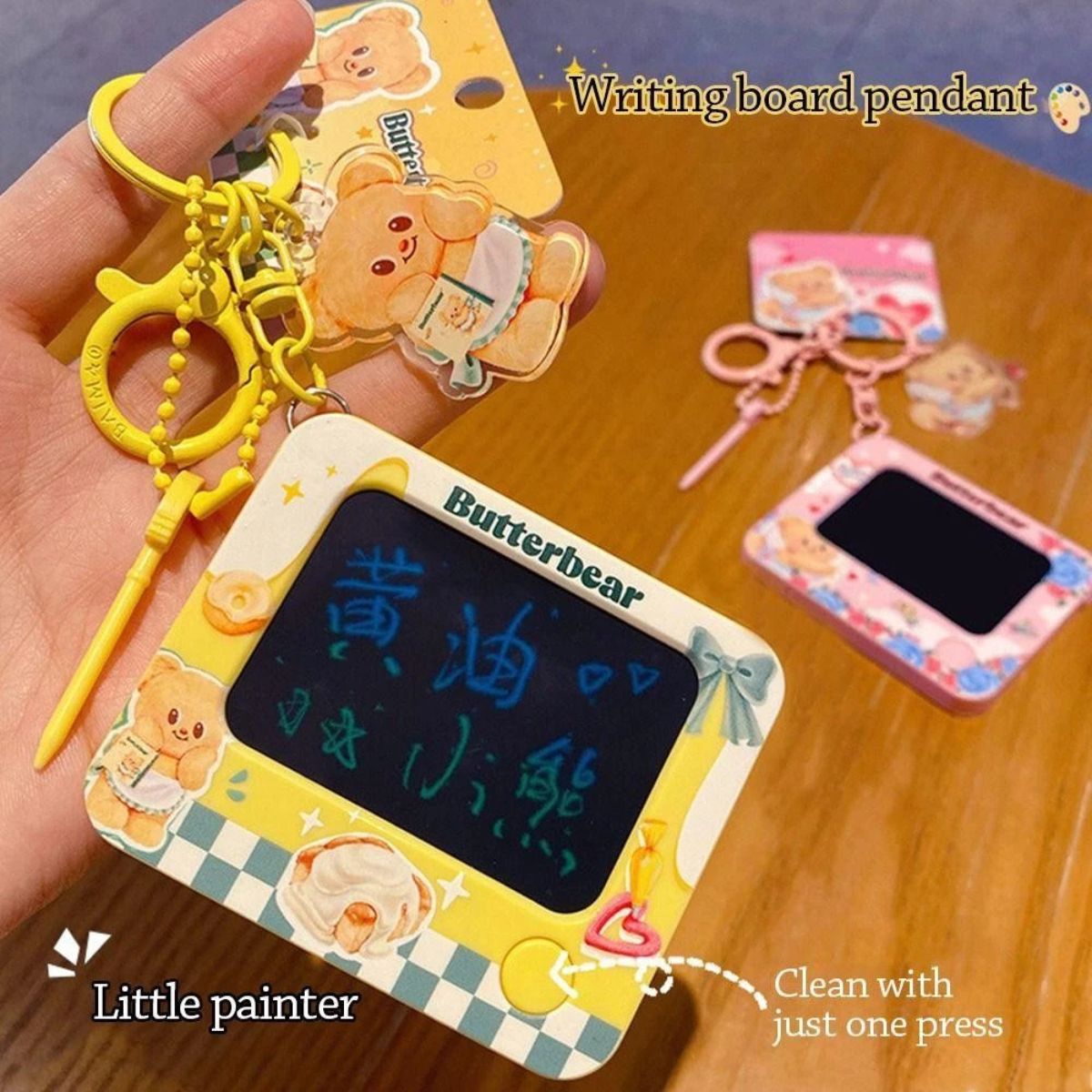 Butter Bear Keychain & Cute Drawing Board - Móc khóa kèm bảng vẽ mini - OTHER GIRL BRANDS YZ0762-01