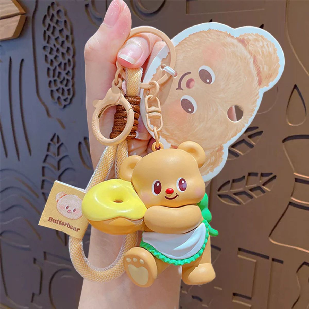 Butter Bear Donut Keychain - Móc khóa Gấu Bơ ôm bánh Donut - OTHER GIRL BRANDS YZ0675-01