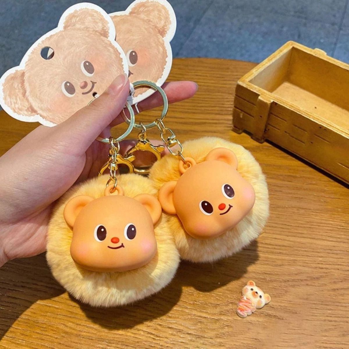 Butter Bear Soft Fur Keychain - Móc khóa gấu bông lông mềm - OTHER GIRL BRANDS YZ0696-01
