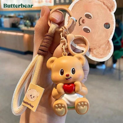 Butter Bear & Small Heart Keychain - Móc khóa gấu bơ cầm tim nhỏ - OTHER GIRL BRANDS YZ0674-01