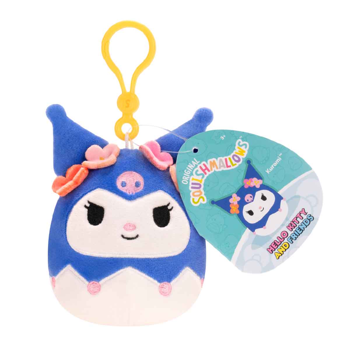 Kuromi SQUISHMALLOWS 3.5 Inch Plush Keychain Toy SQSN00599 - Móc khóa nhồi bông Sanrio - SQUISHMALLOWS