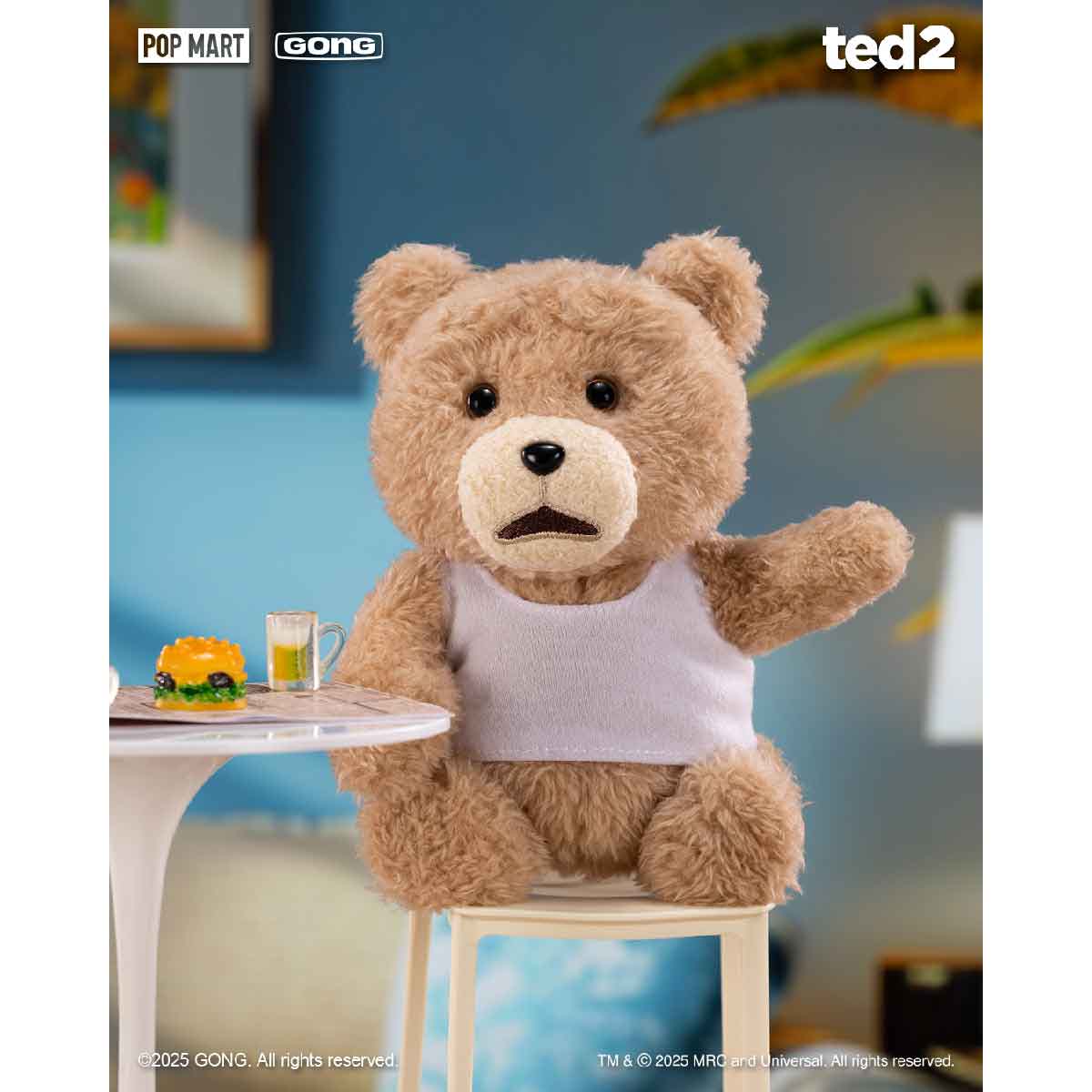 Ted2 Teddy Bear Action Plush Pendant - Móc khóa gấu bông Blind Box - POP MART