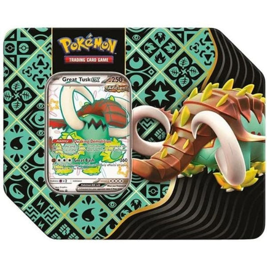 Thẻ bài Pokemon TCG Paldean Fates Tin 5 Pack Shiny Great Tusk ex