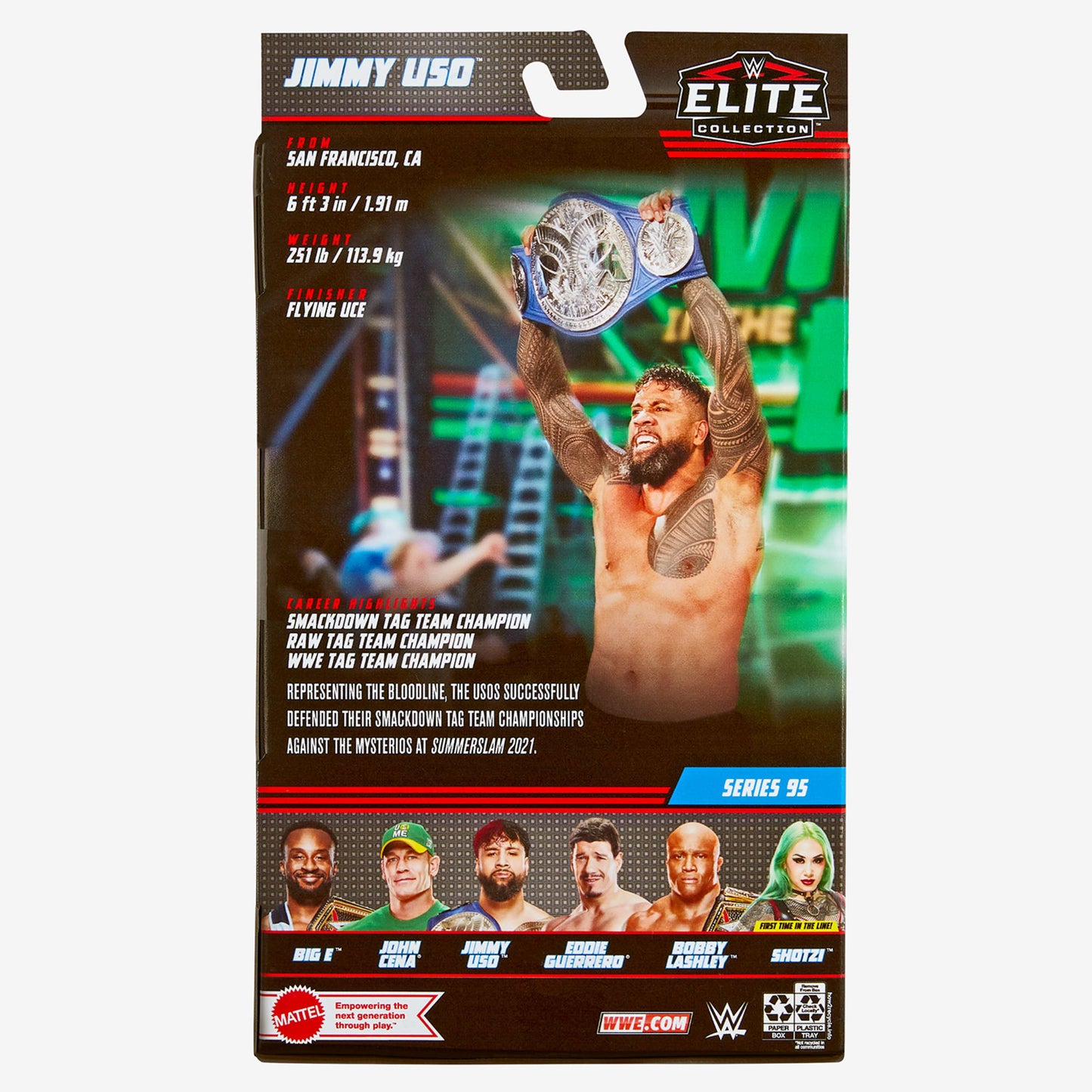 WWE Jimmy Uso Elite Collection Action Figure - Mô hình nhân vật WWE Cao Cấp - Mattel Elite Mattel - Action Figure