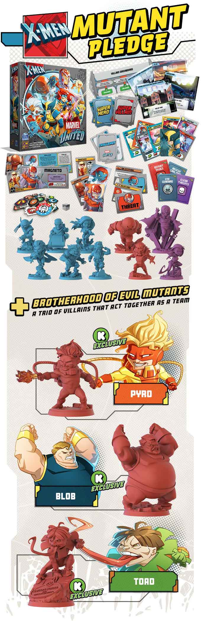 Marvel United: X-Men Mutant Pledge Board Game Plus Stretch Goals (Kickstarter Special)