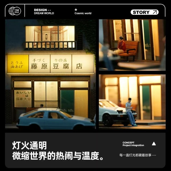 Diorama 1:64 Kèm Hộp Trưng Bày - Fujiwara Tofu Shop Initial D 82034