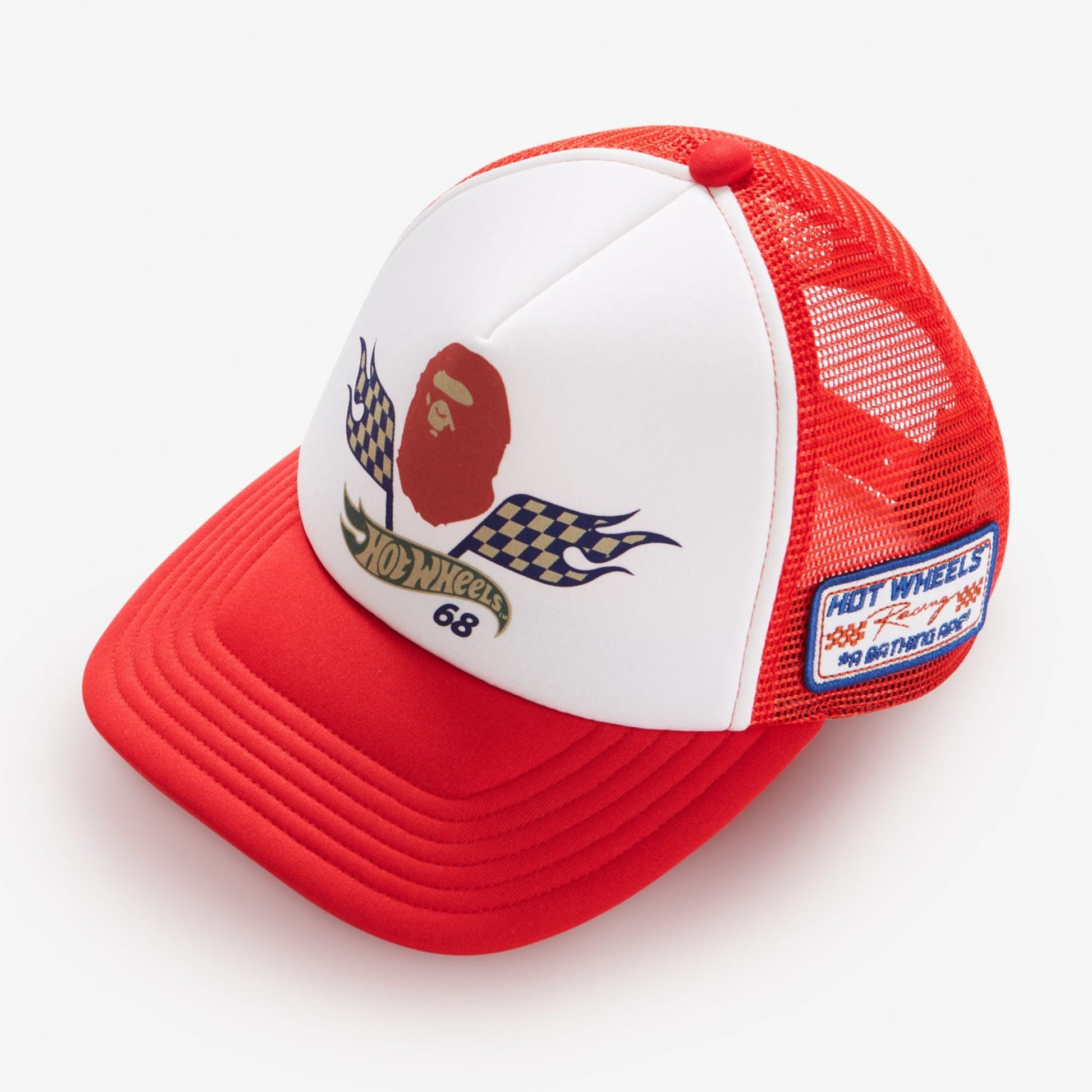 BAPE Hot Wheels Flag Logo Trucker Cap - Mũ Lưỡi Trai Trucker Cao Cấp - Mattel Creations x BAPE - Hình ảnh sản phẩm