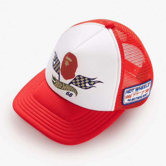 BAPE Hot Wheels Flag Logo Trucker Cap - Mũ Lưỡi Trai Trucker Cao Cấp - Mattel Creations x BAPE - Hình ảnh sản phẩm