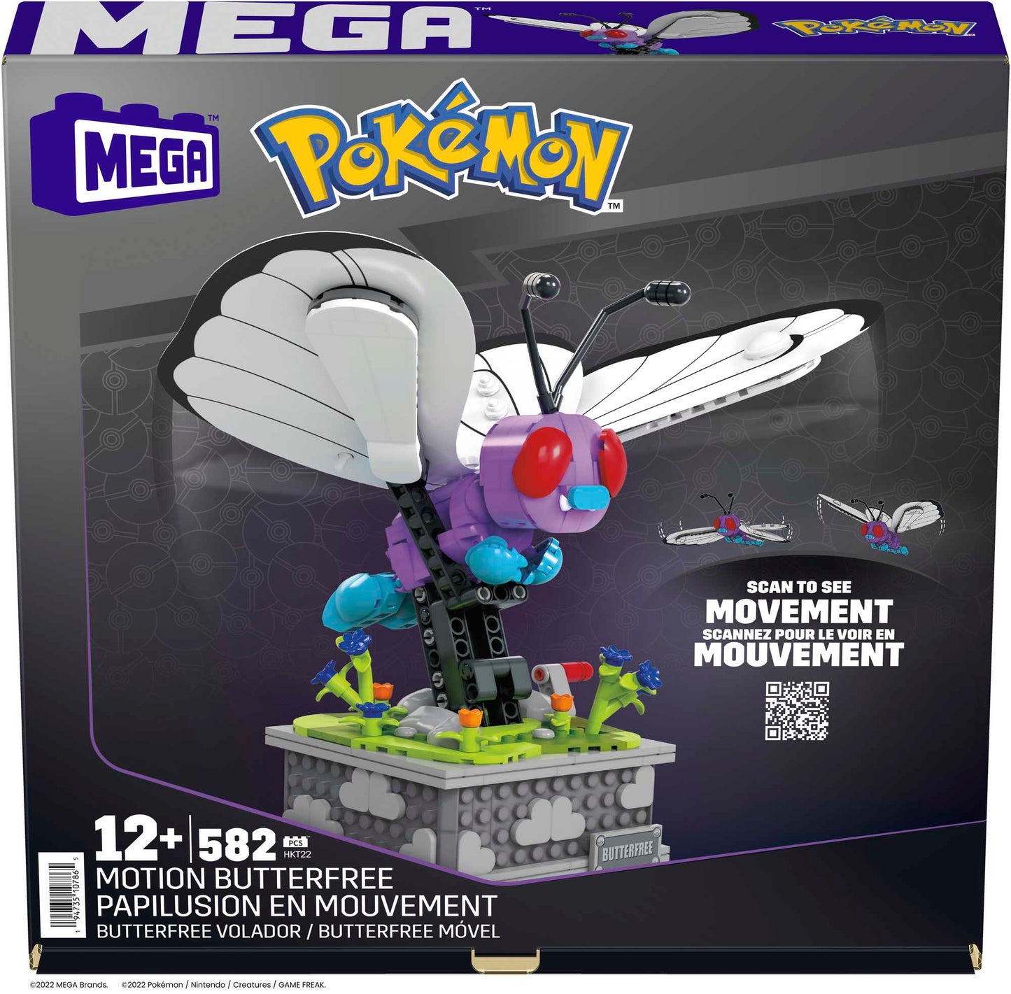 Pokémon Motion Butterfree with Motion Brick Building Set by MEGA - Bộ Lắp Ráp Chuyển Động Cơ Học - MEGA HKT22