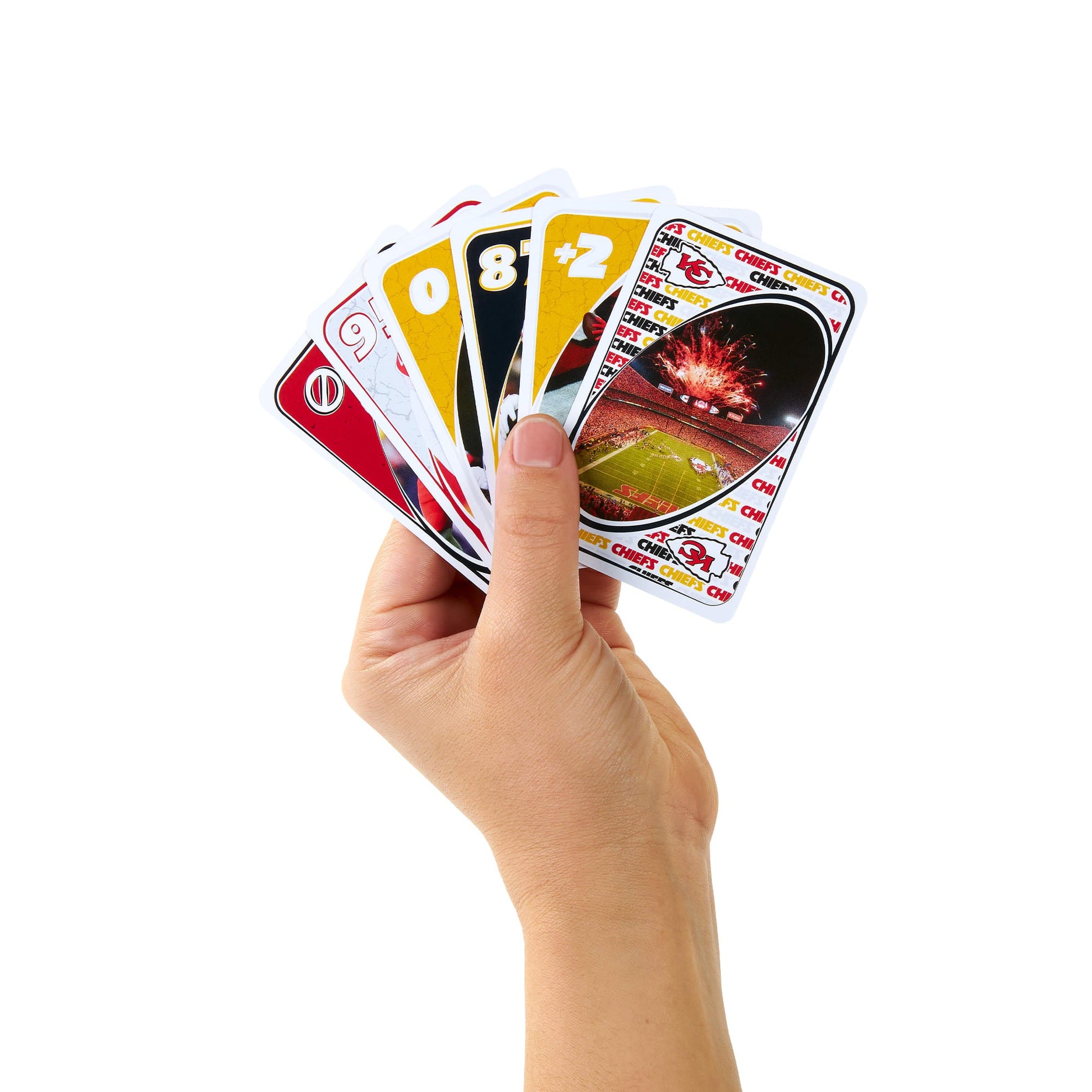 UNO Fandom NFL Kansas City Chiefs Game Deck - Trò chơi thẻ bài thể thao - Mattel - Hình ảnh bổ sung 6