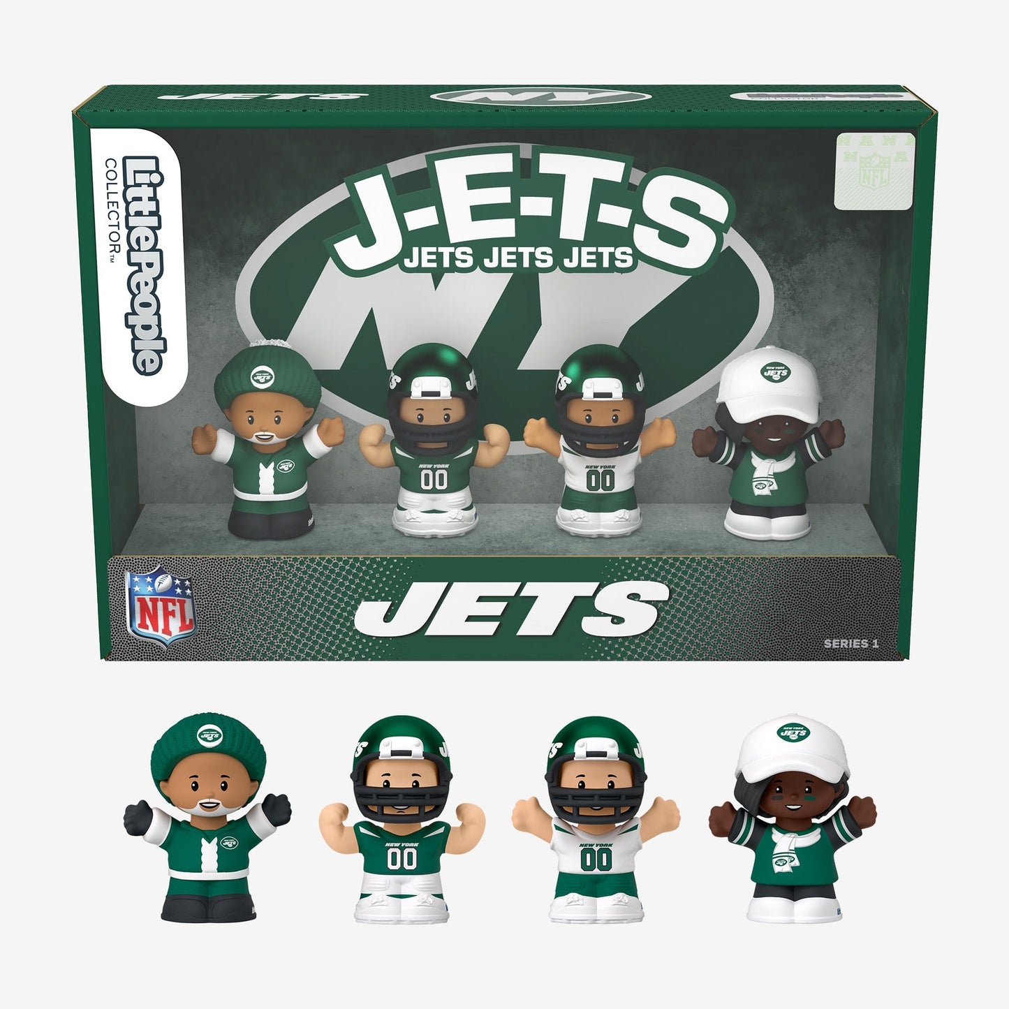 Little People Collector x NFL New York Jets Set - Bộ Mô Hình Nhân Vật Sưu Tầm - Mattel HND14 - Góc nhìn khác 3