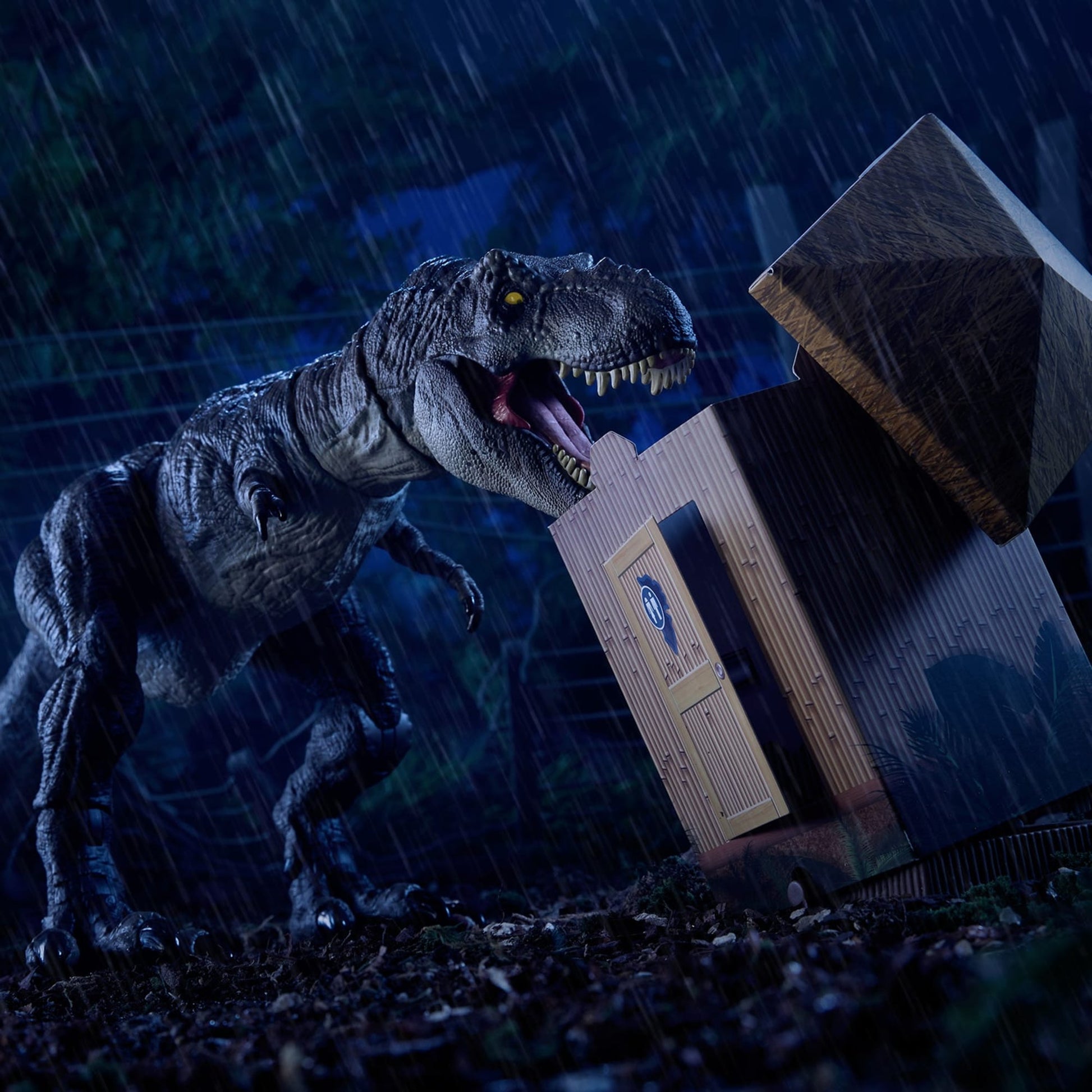 Jurassic World Hammond Collection Outhouse Chaos Set - Bộ Đồ Chơi Mô Hình Khủng Long T-Rex và Nhân Vật - Mattel Mattel - ảnh 