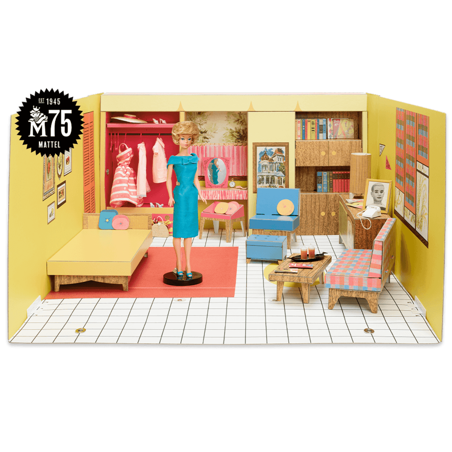 Barbie Dream House By Mattel, Inc. Doll, House and Accessories - Nhà Búp Bê Cổ Điển Kỷ Niệm 75 Năm Mattel Platinum Label - Hình ảnh sản phẩm