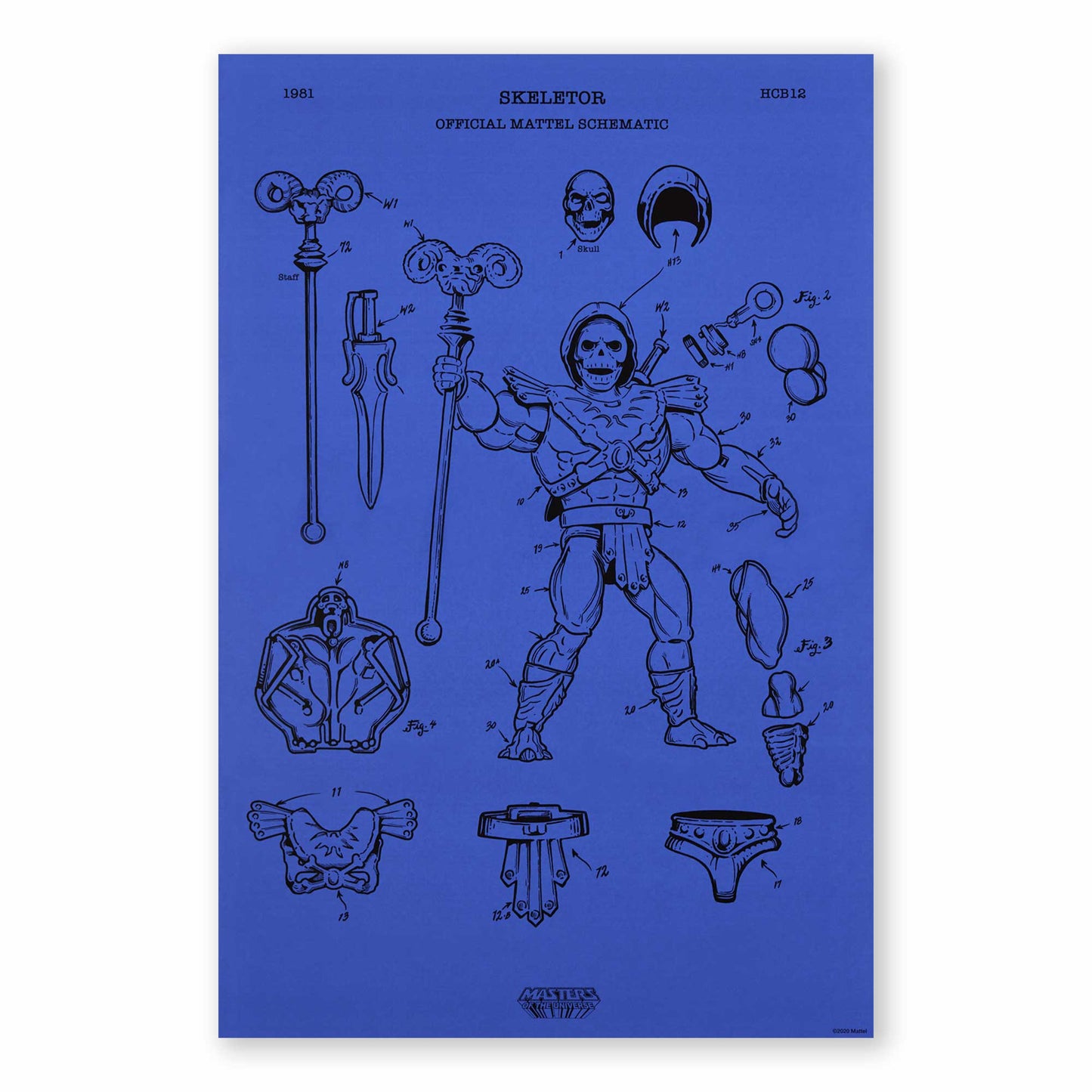 Art of Engineering Skeletor Print - Tranh In Nghệ Thuật Sơ Đồ Kỹ Thuật Masters of the Universe - Mattel Creations - Hình ảnh chi tiết 2