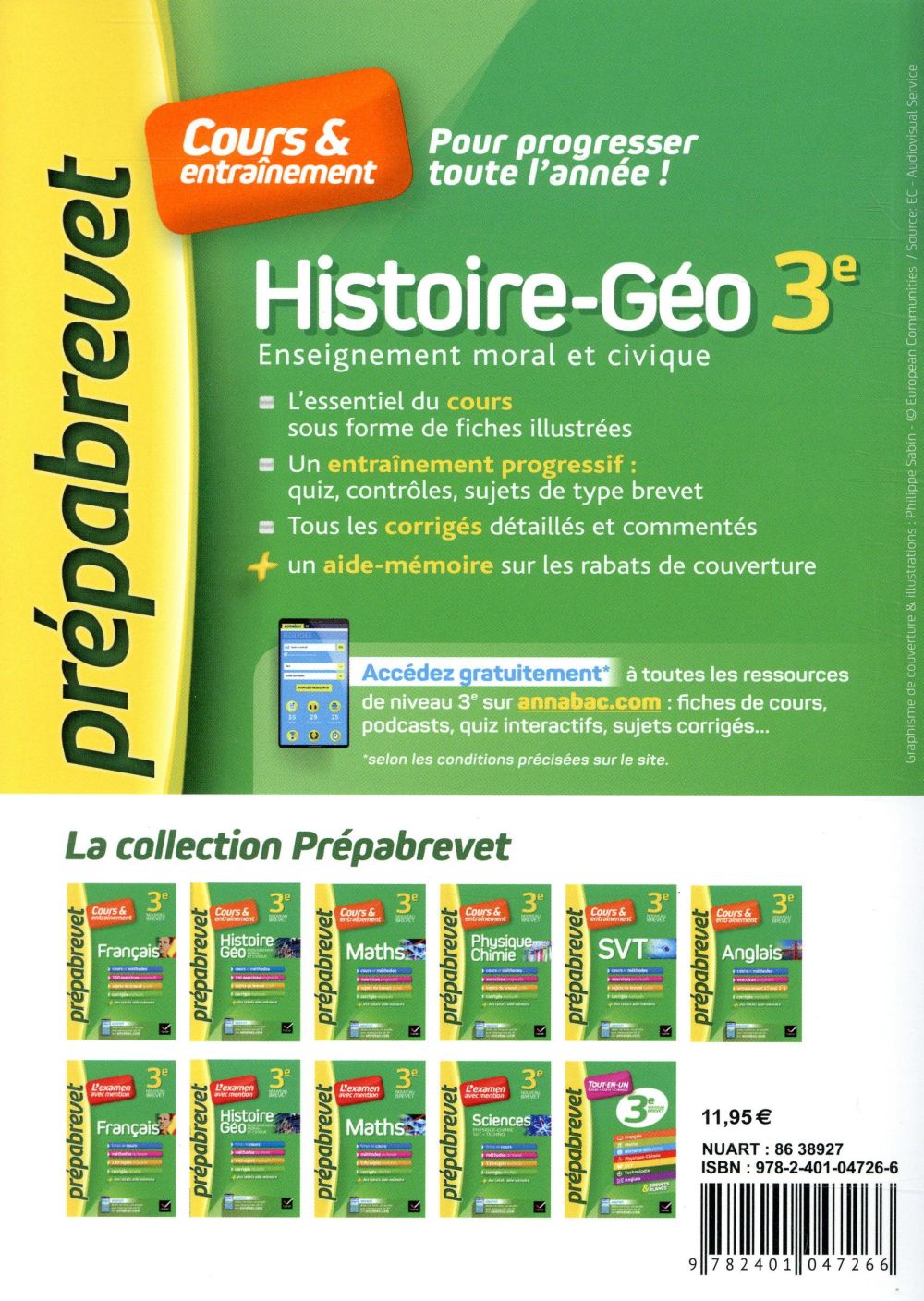 HISTOIRE-GEOGRAPHIE EMC 3E - PREPABREVET COURS ENTRAINEMENT - COURS, METHODES ET EXERCICES PROGRES