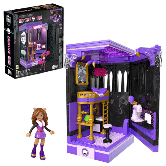 MEGA Monster High Clawdeen's Boo-k Den Building Toy Kit - Bộ Lắp Ráp Mô Hình Book Nook Diorama - MEGA Mattel
