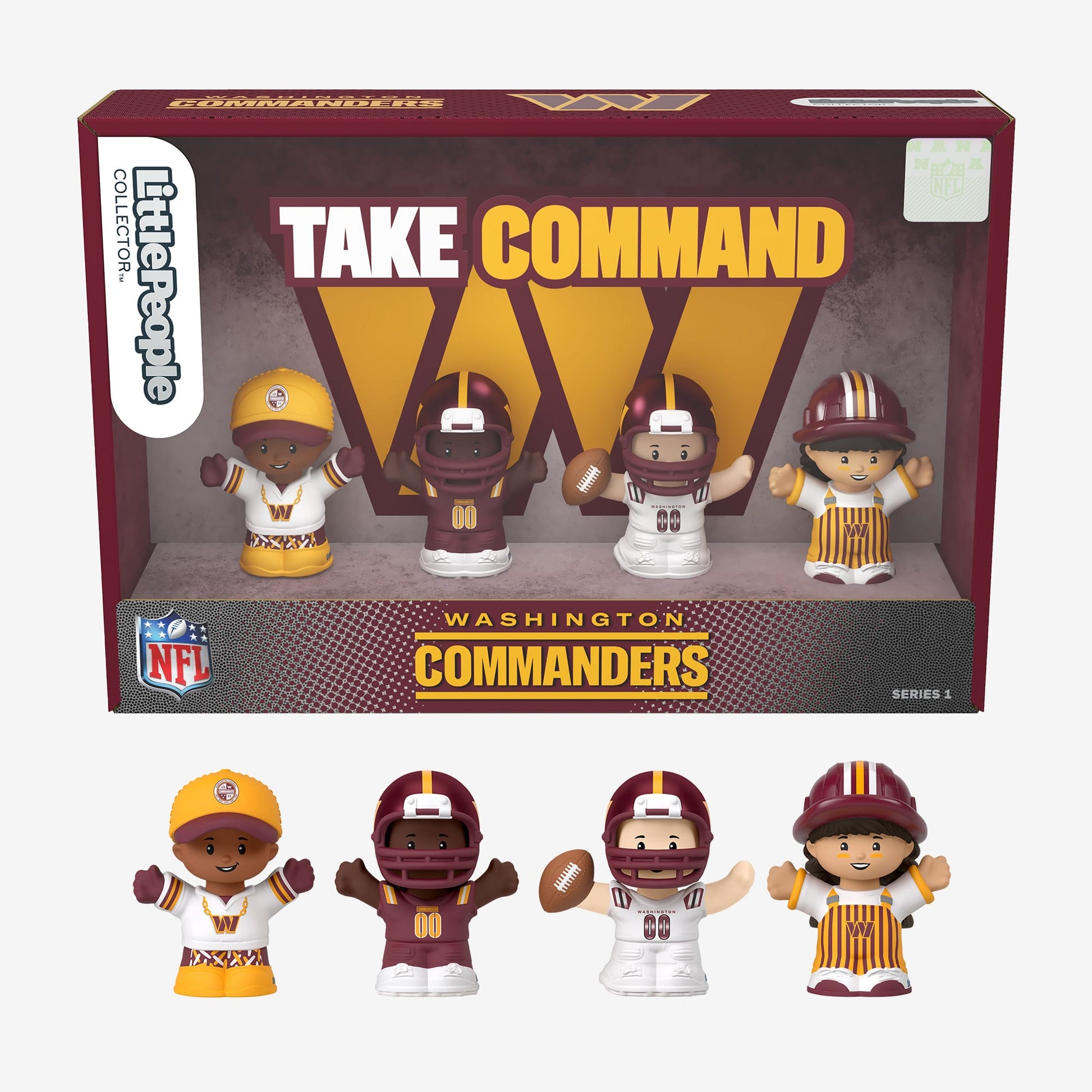 Little People Collector x NFL Washington Commanders Set - Bộ Mô Hình Sưu Tầm Thể Thao NFL - Mattel Creations - Góc nhìn khác 3