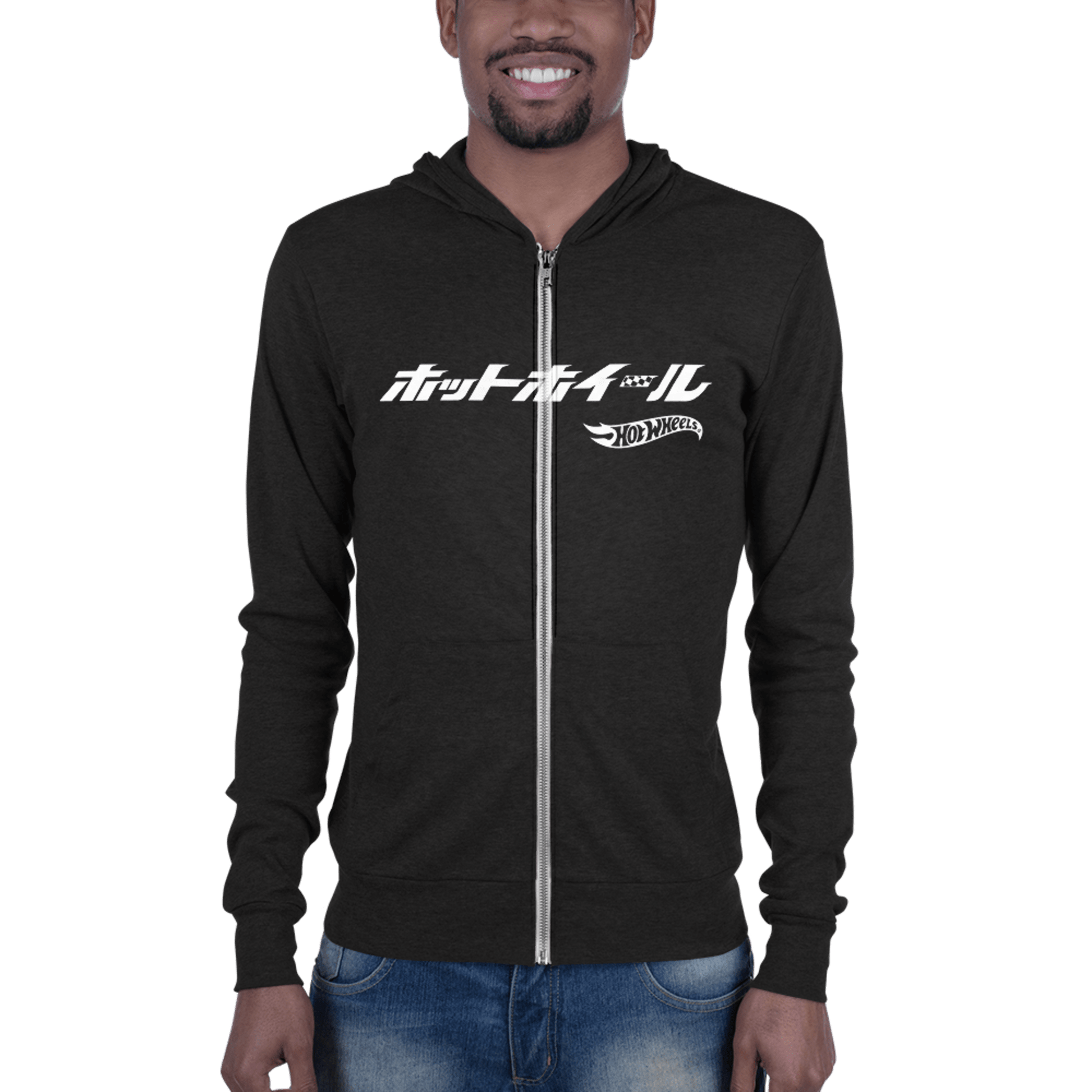 Hot Wheels Japanese Logo Unisex Zip Charcoal Black Hoodie - Áo Hoodie Khoác Dây Kéo - Hot Wheels - Góc nhìn khác 3