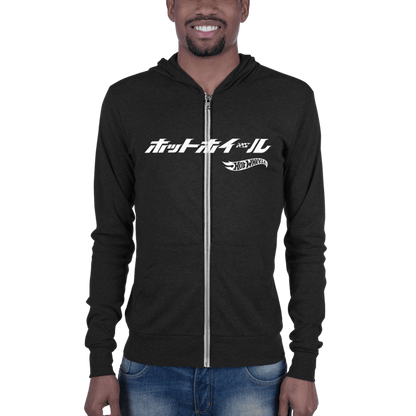 Hot Wheels Japanese Logo Unisex Zip Charcoal Black Hoodie - Áo Hoodie Khoác Dây Kéo - Hot Wheels - Góc nhìn khác 3
