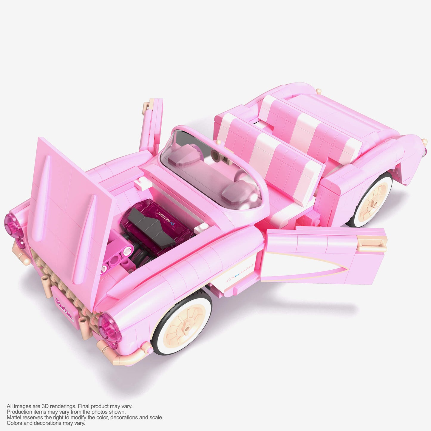 MEGA Barbie The Movie ’56 Corvette Stingray Collector Building Set - Bộ lắp ráp xe mô hình 1:18 Corvette Stingray 1956 - MEGA Barbie