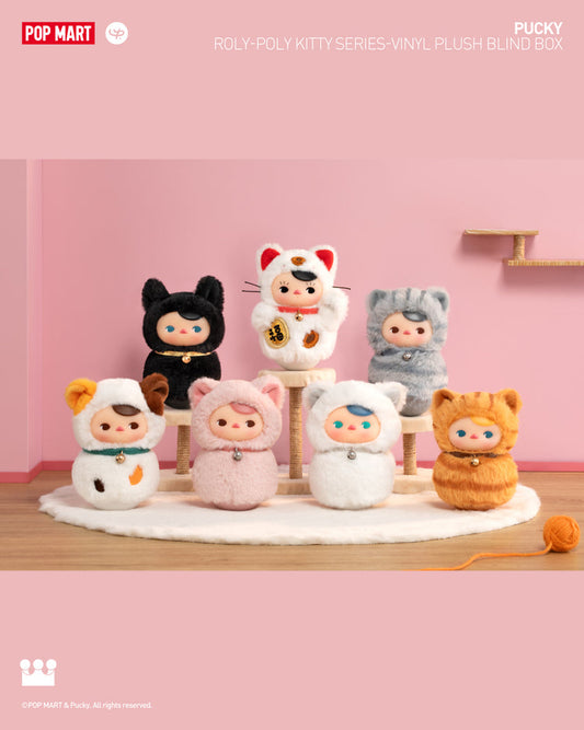 PUCKY Roly-Poly Kitty Series-Vinyl Plush Blind Box - Hộp Mù Thú Bông Pop Mart