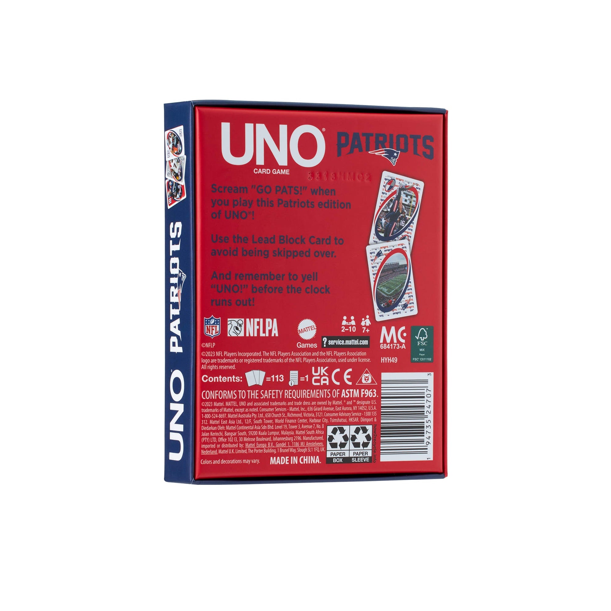 UNO Fandom NFL New England Patriots Game Deck - Bộ Bài Thẻ Bài Thể Thao Mattel Creations Mattel Creations - ảnh 3 - Board gam