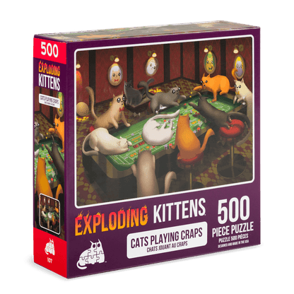 Cats Playing Craps | 500 & 1000 Piece Puzzles | Exploding Kittens