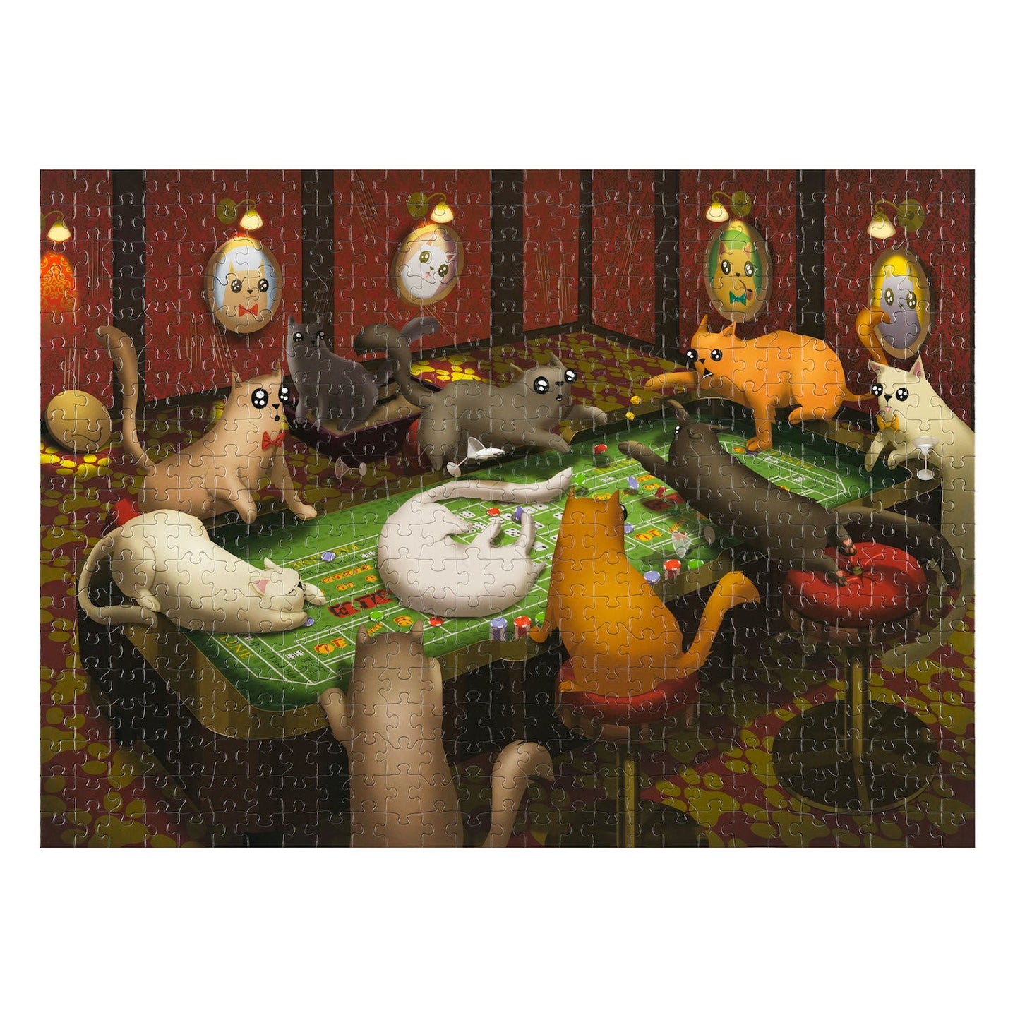 Cats Playing Craps | 500 & 1000 Piece Puzzles | Exploding Kittens