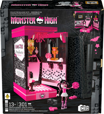 MEGA Monster High Draculaura's Boo-k Crypt Building Toy Kit - Bộ Đồ Chơi Lắp Ráp Hầm Mộ Bí Ẩn - Mattel HXJ88