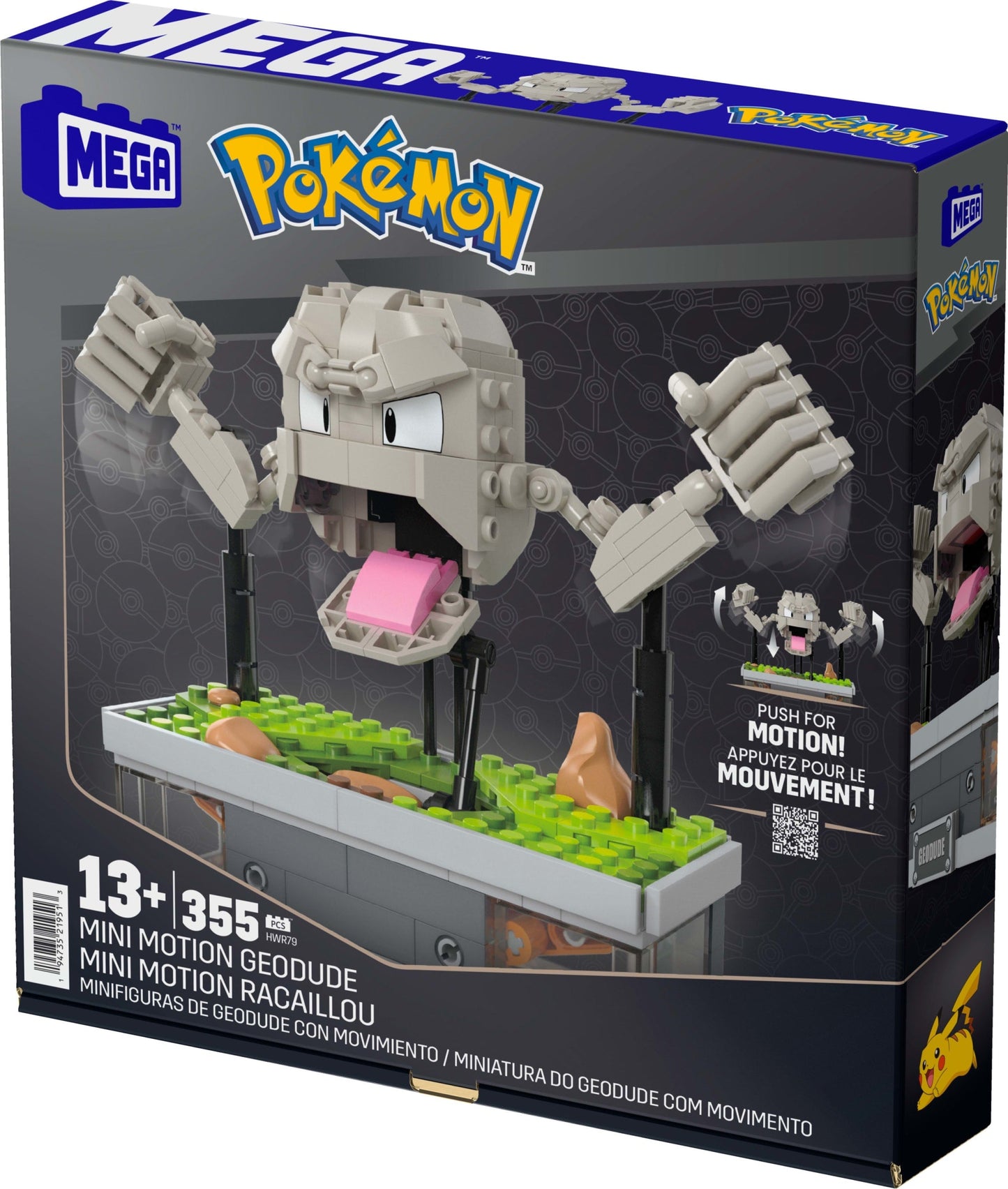 MEGA Pokémon Mini Motion Geodude Building Set - Bộ Đồ Chơi Lắp Ráp Pokémon Chuyển Động - MEGA Mattel HWR79