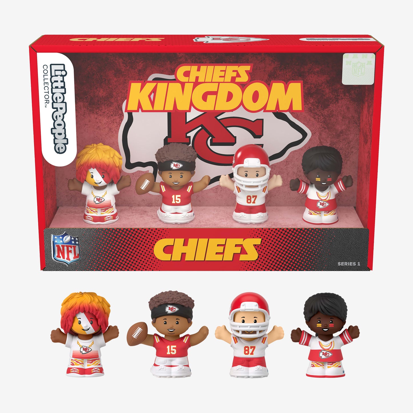 Little People Collector x NFL Kansas City Chiefs Set - Bộ Mô Hình Nhân Vật Sưu Tầm - Mattel - Góc nhìn khác 3