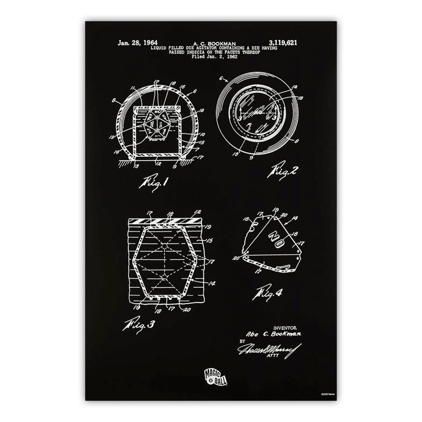 Art of Engineering Magic 8 Ball Print - Tranh In Sơ Đồ Kỹ Thuật - Mattel Creations - Hình ảnh sản phẩm