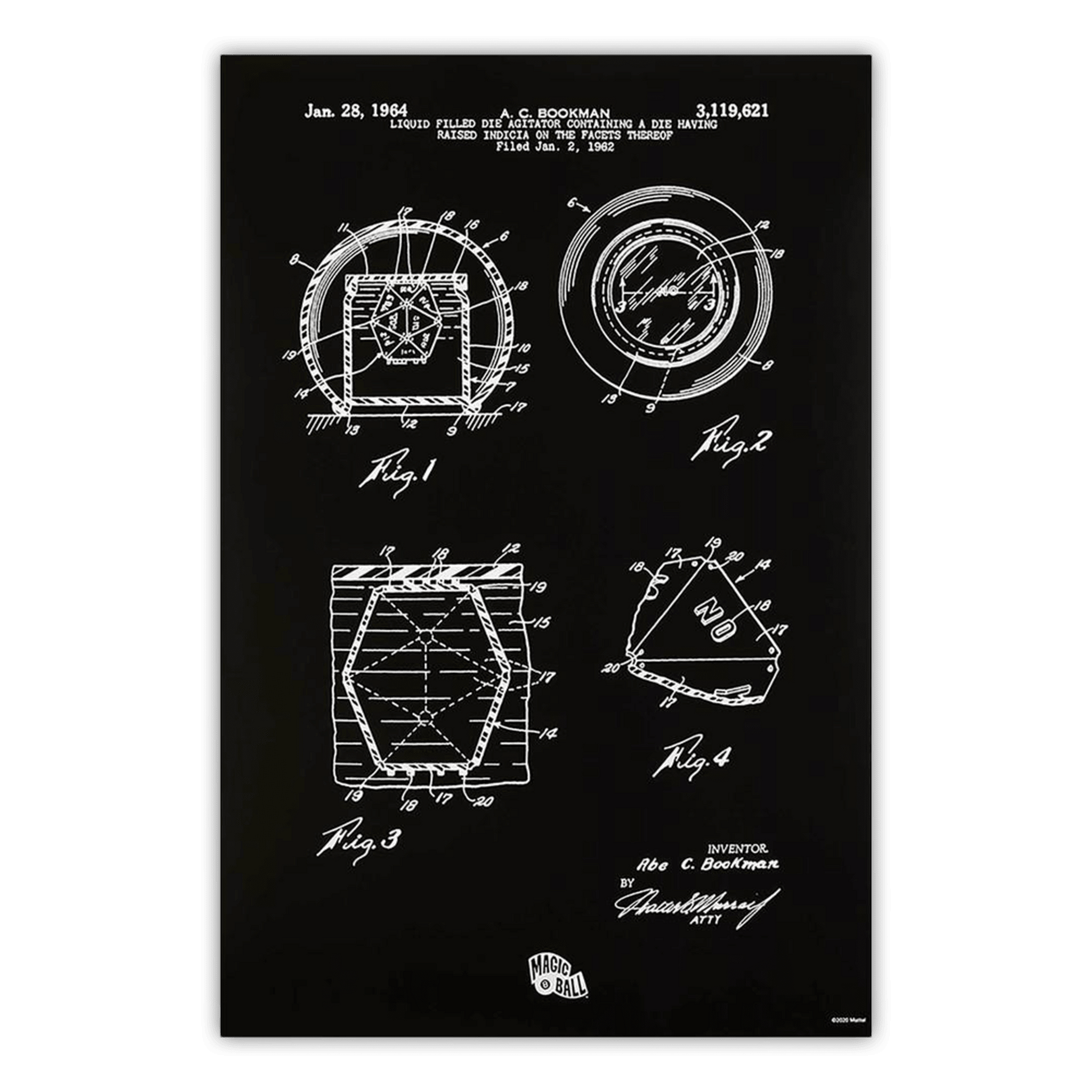 Art of Engineering Magic 8 Ball Print - Tranh In Sơ Đồ Kỹ Thuật - Mattel Creations - Hình ảnh sản phẩm