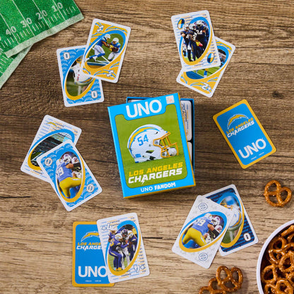 UNO Fandom NFL Los Angeles Chargers Game Deck - Bộ Bài Thẻ Bài Sưu Tầm Mattel - Góc nhìn khác 3