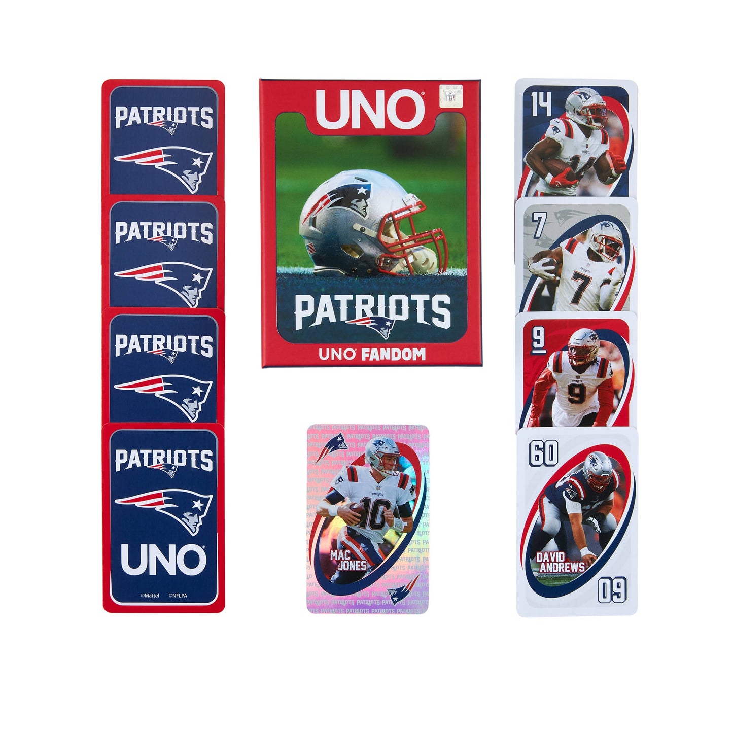 UNO Fandom NFL New England Patriots Game Deck - Bộ Bài Thẻ Bài Thể Thao Mattel Creations - Góc nhìn khác 3