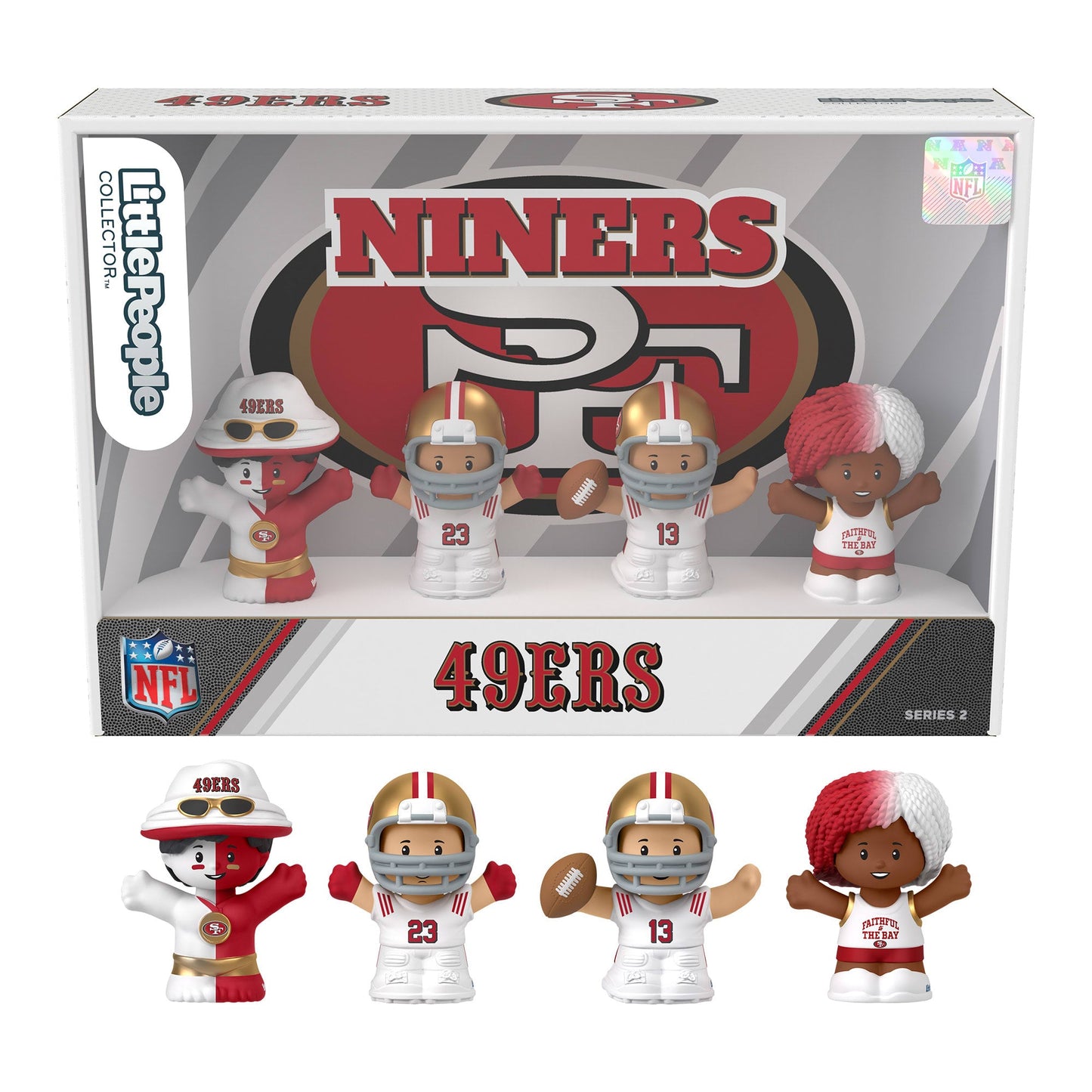Little People Collector San Francisco 49ers Alternate Jersey Figure Set - Bộ mô hình cầu thủ NFL - Mattel Creations HVH14 - Hình ảnh sản phẩm