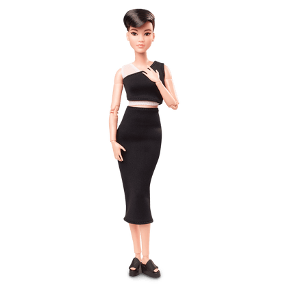 Barbie Looks Doll (Petite, Brunette Pixie Cut) Búp Bê Sưu Tầm Chính Hãng Mattel GXB29 - Hình ảnh sản phẩm