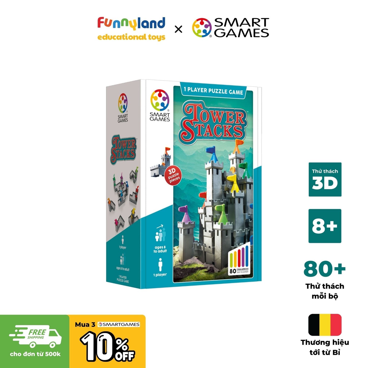 Đồ chơi thông minh Smartgames Thử Thách Tower Stacks
