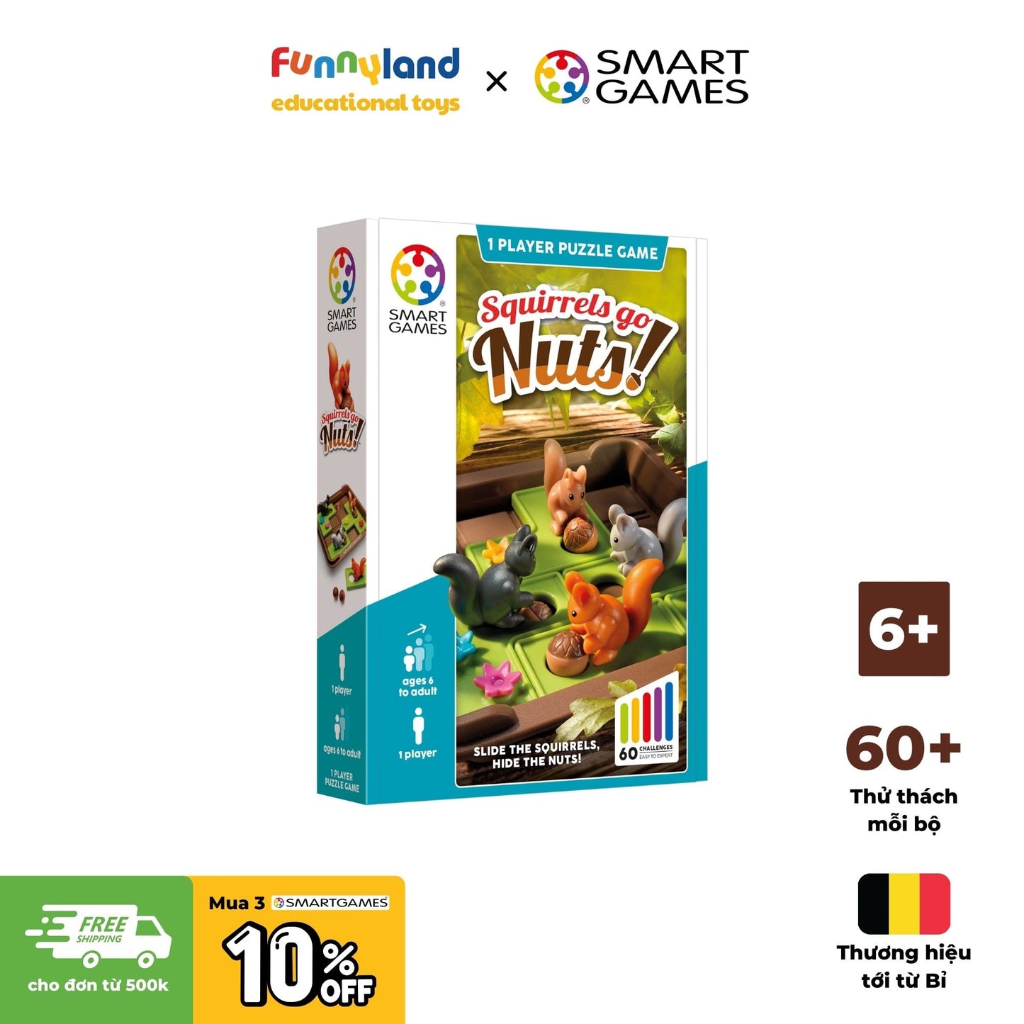 Đồ chơi trí tuệ Smartgames Thử thách Squirrels Go Nuts!