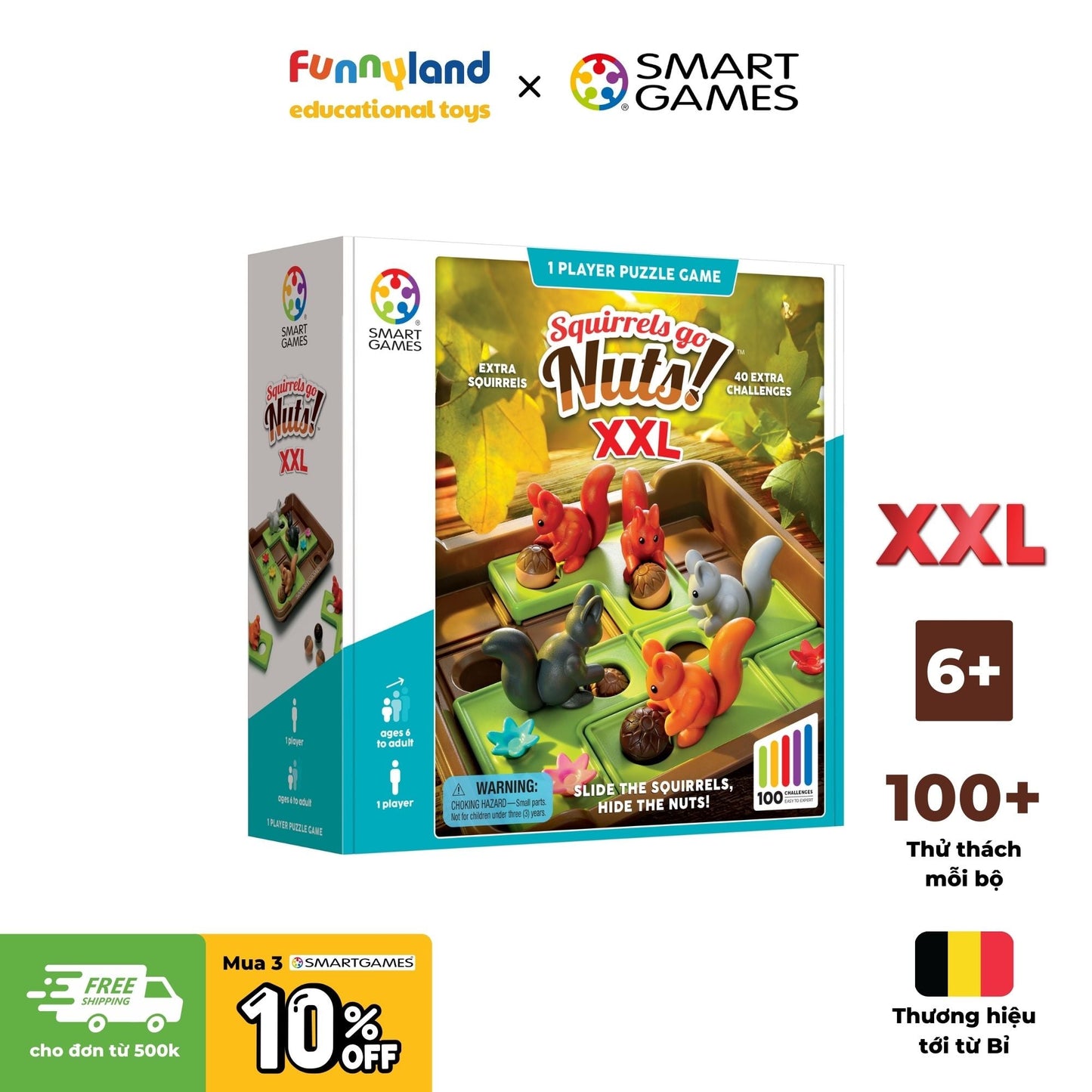 Đồ chơi trí tuệ Smartgames Thử thách Squirrels Go Nuts! XXL