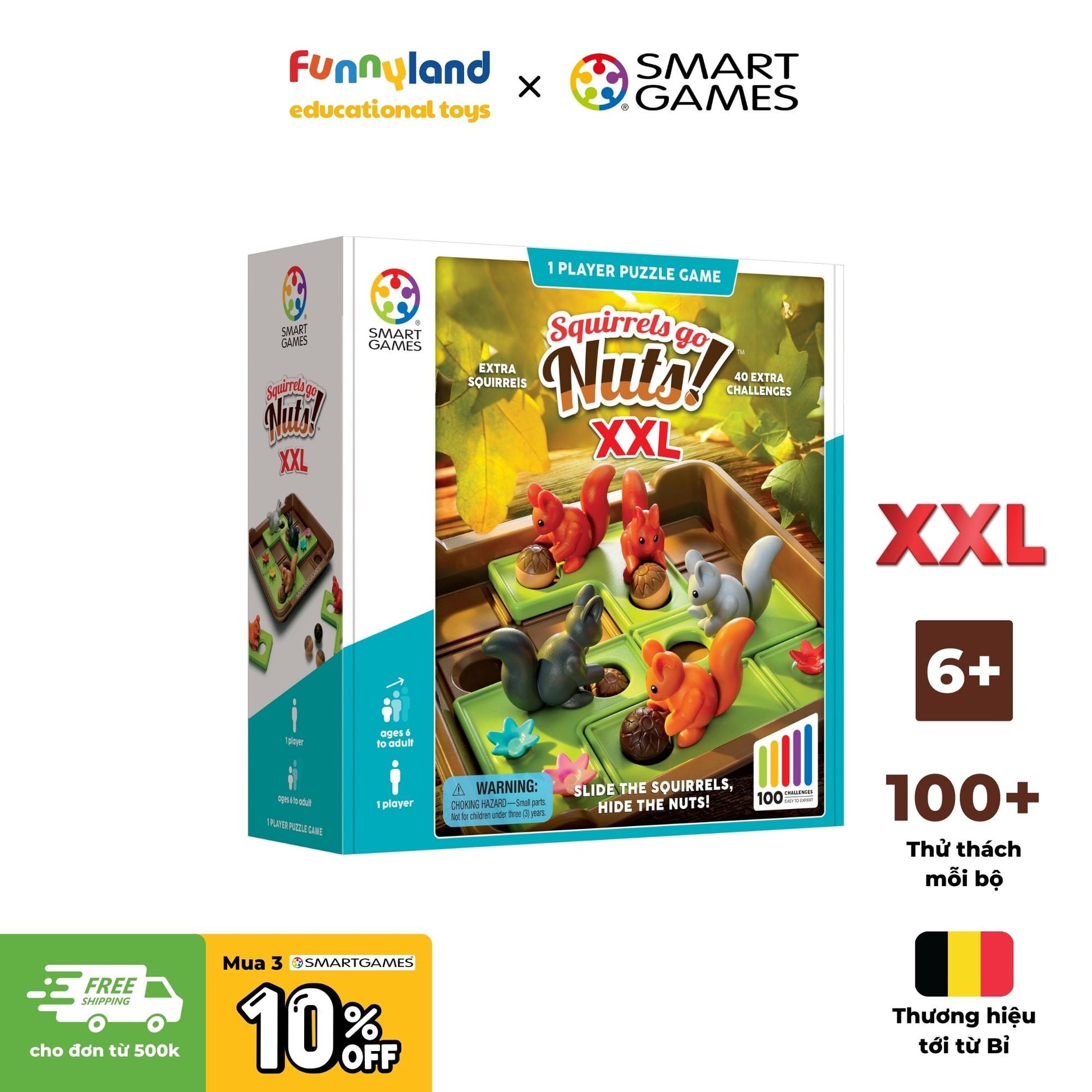 Đồ chơi trí tuệ Smartgames Thử thách Squirrels Go Nuts! XXL