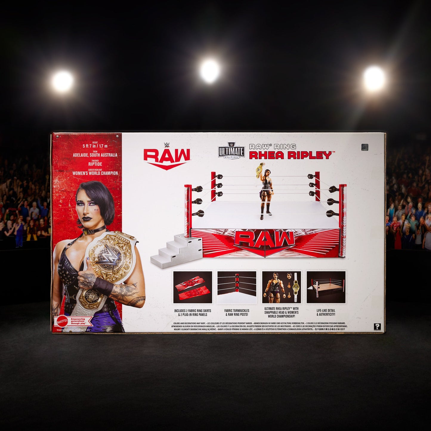 WWE Ultimate Edition RAW Ring and WWE Superstar Rhea Ripley Figure - Bộ Võ Đài và Mô Hình Sưu Tầm - Mattel Mattel - ảnh 2 - A