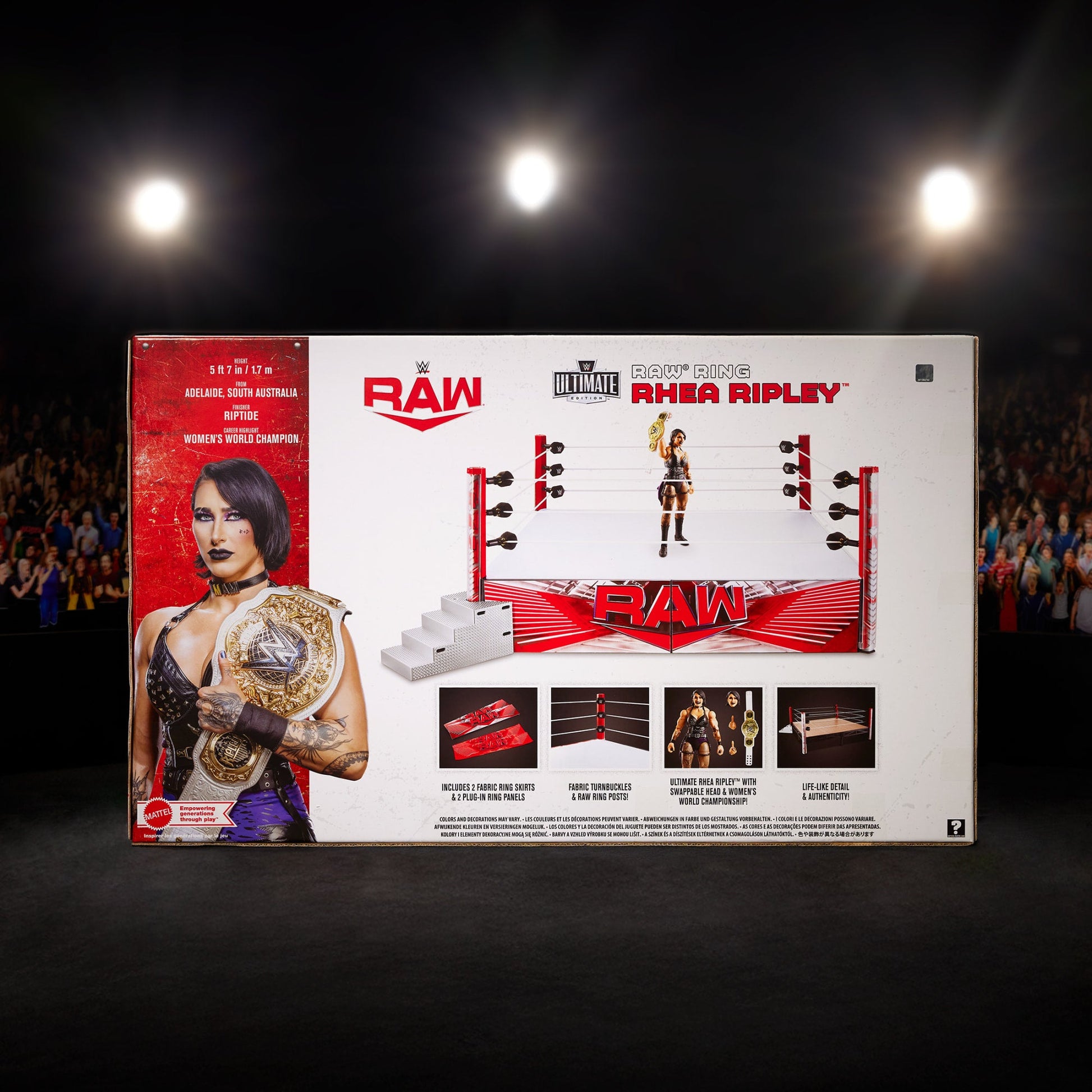 WWE Ultimate Edition RAW Ring and WWE Superstar Rhea Ripley Figure - Bộ Võ Đài và Mô Hình Sưu Tầm - Mattel Mattel - ảnh 2 - A