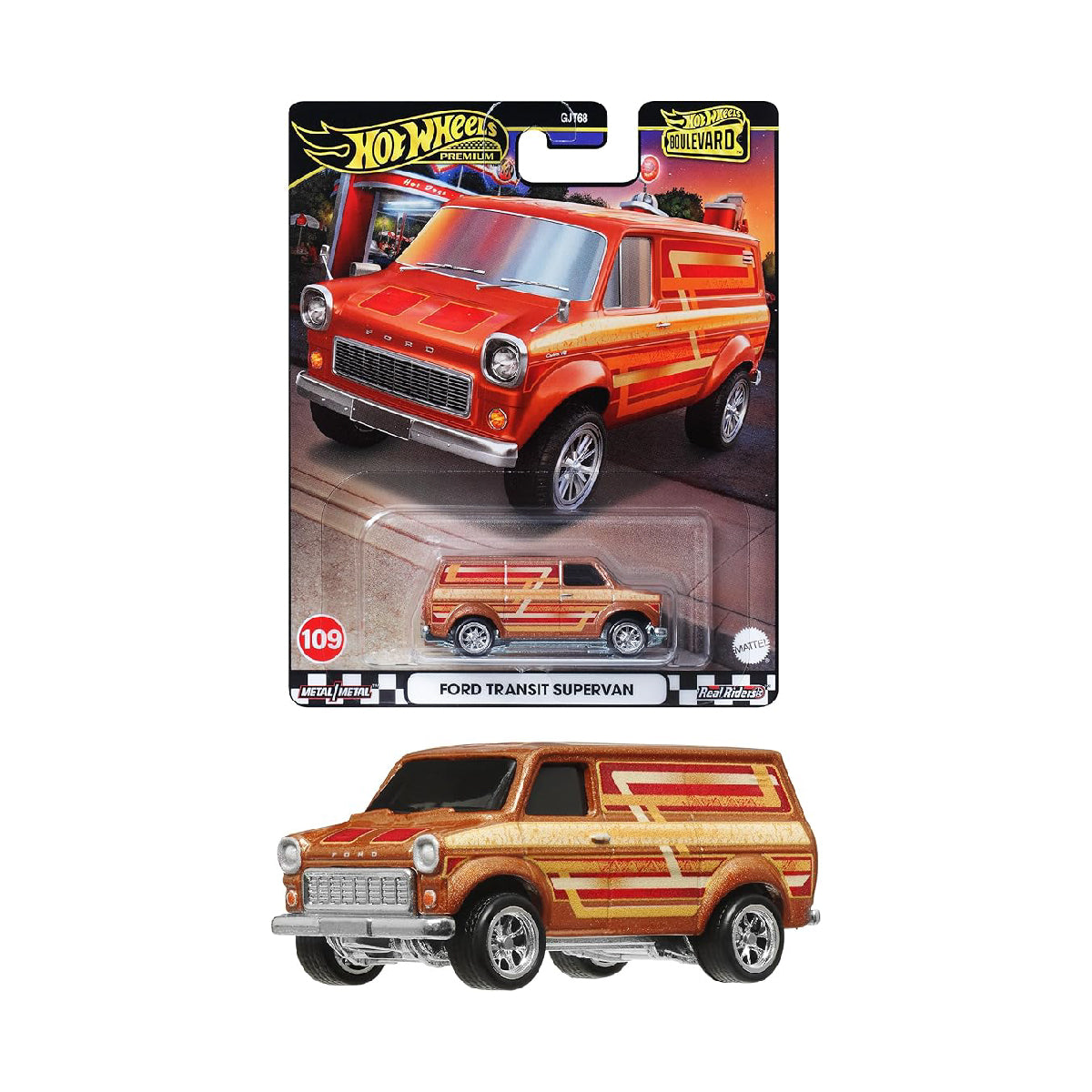 Super Car Boulevard Ford Transit Super Van - Xe mô hình kim loại tỉ lệ 1:64 - Hot Wheels GJT68