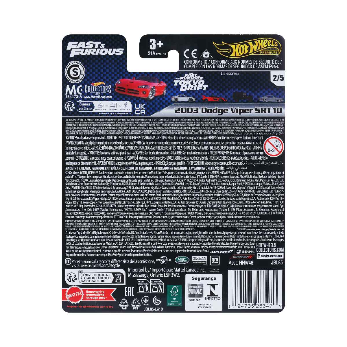 Premium Fast & Furious 2003 Dodge Viper SRT10 - Mô hình xe ô tô - Hot Wheels