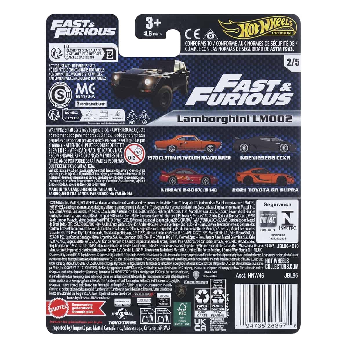 Premium Fast & Furious Lamborghini LM002 Hot Wheels - Mô hình xe kim loại tỷ lệ 1:64 - Hot Wheels HNW46