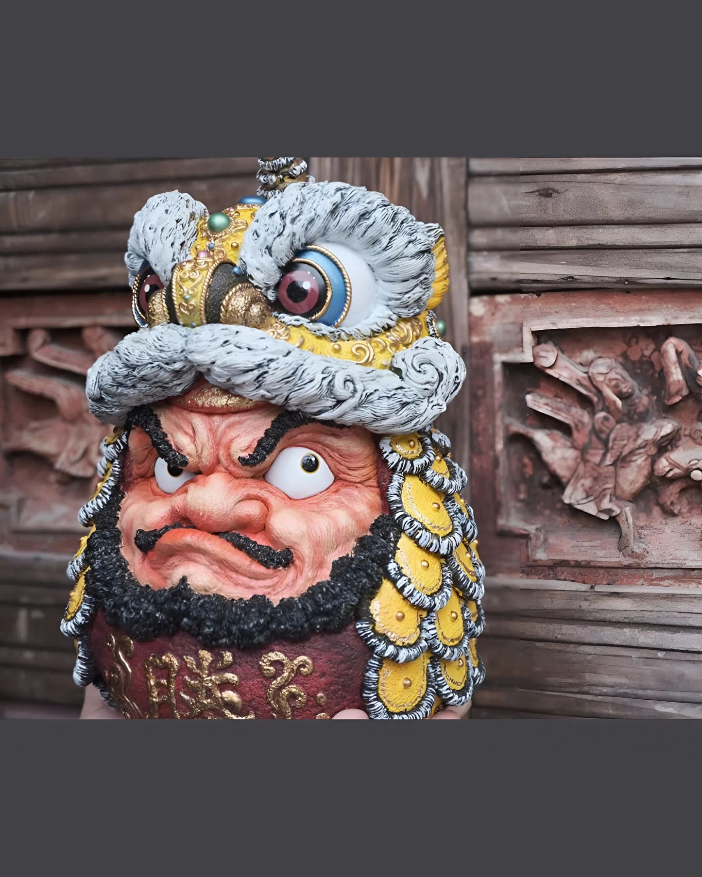 Daruma Doll-Lion Dance-Yellow - Mô Hình Art Toy Giới Hạn - WeArtDoing - Hình ảnh chi tiết 2