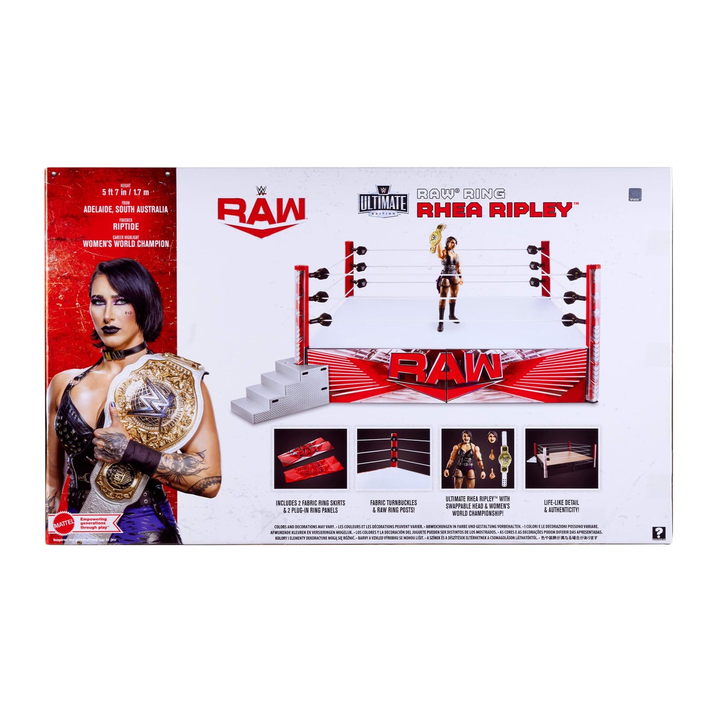 WWE Ultimate Edition RAW Ring and WWE Superstar Rhea Ripley Figure - Bộ Võ Đài và Mô Hình Sưu Tầm - Mattel