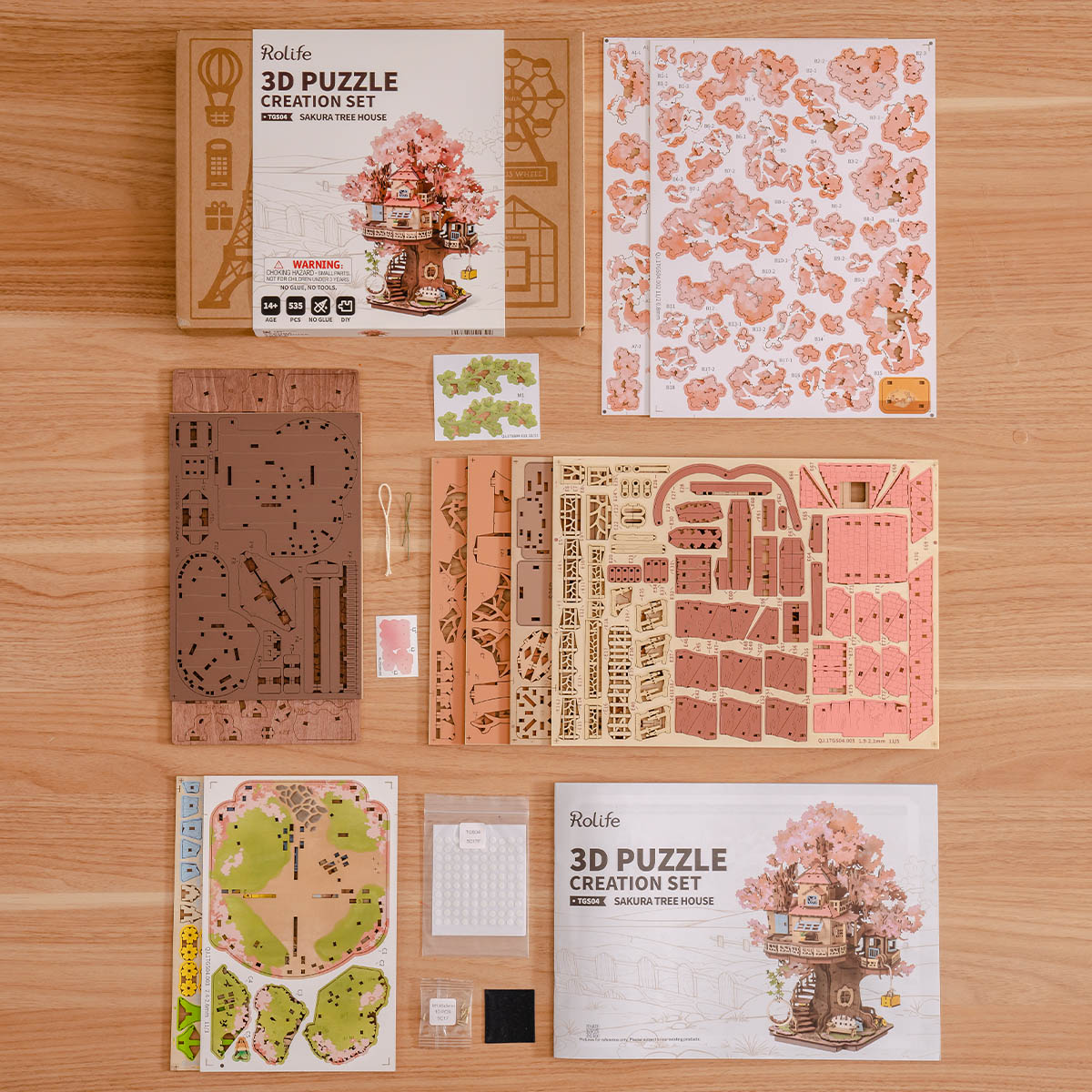 Rolife Sakura Tree House DIY 3D Puzzle TGS04 - Mô hình gỗ 3D lắp ráp - Rolife