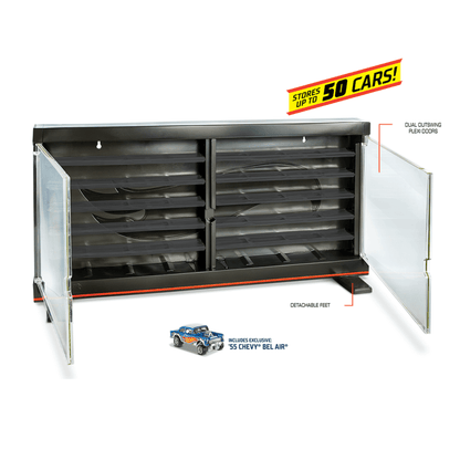 Hot Wheels Display Case - Kệ Trưng Bày 50 Xe Kèm Xe '55 Chevy Gasser - Mattel GND88 - Hình ảnh chi tiết 2
